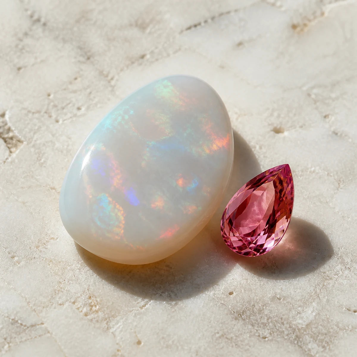 Opal and pink tourmaline, the October birthstones
