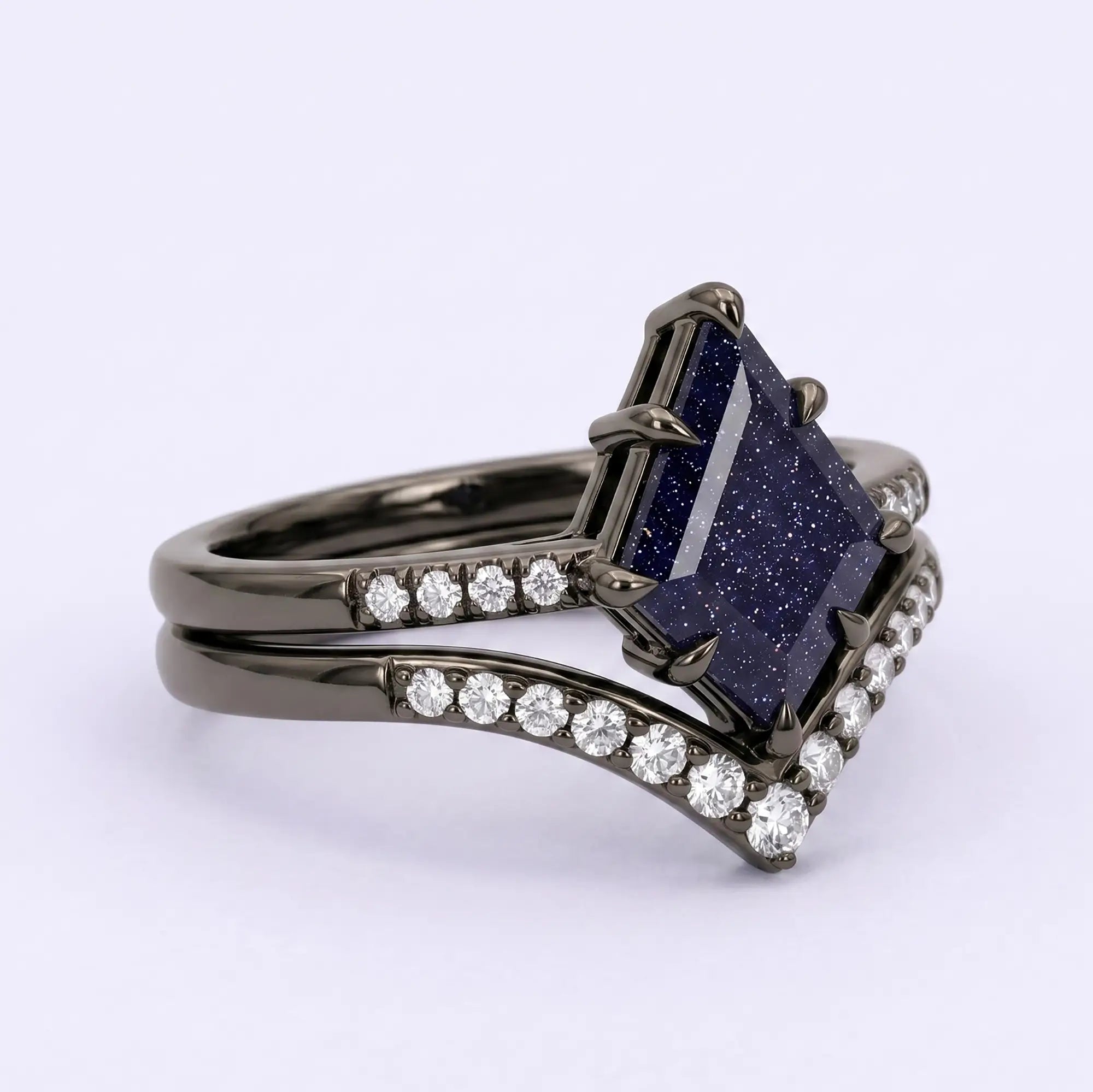 orleone-celestia-nightfall-blue-sandstone-kite-chevron-engagement-ring-set