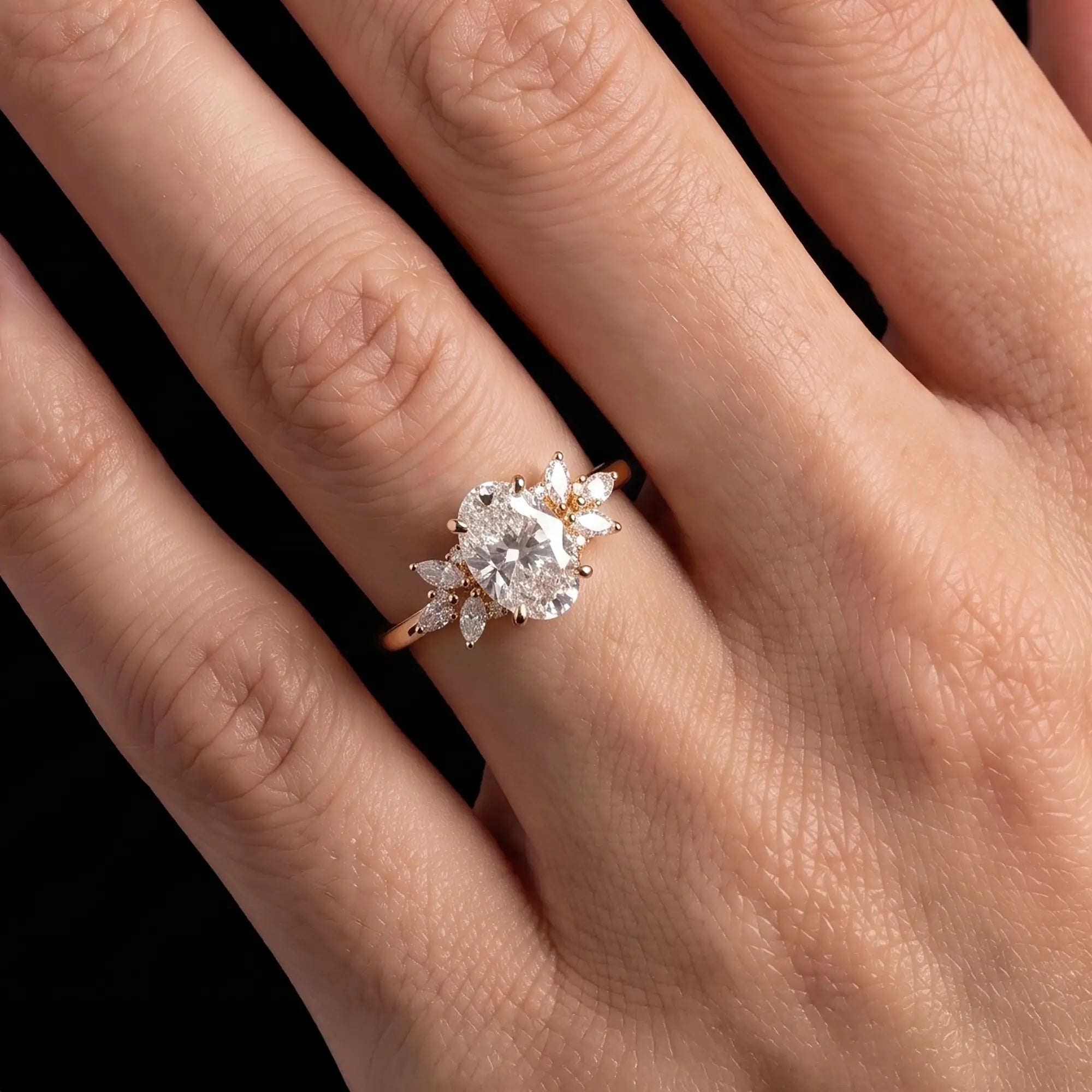 Elegant oval moissanite anniversary ring shown as a refined everyday gold ring for women