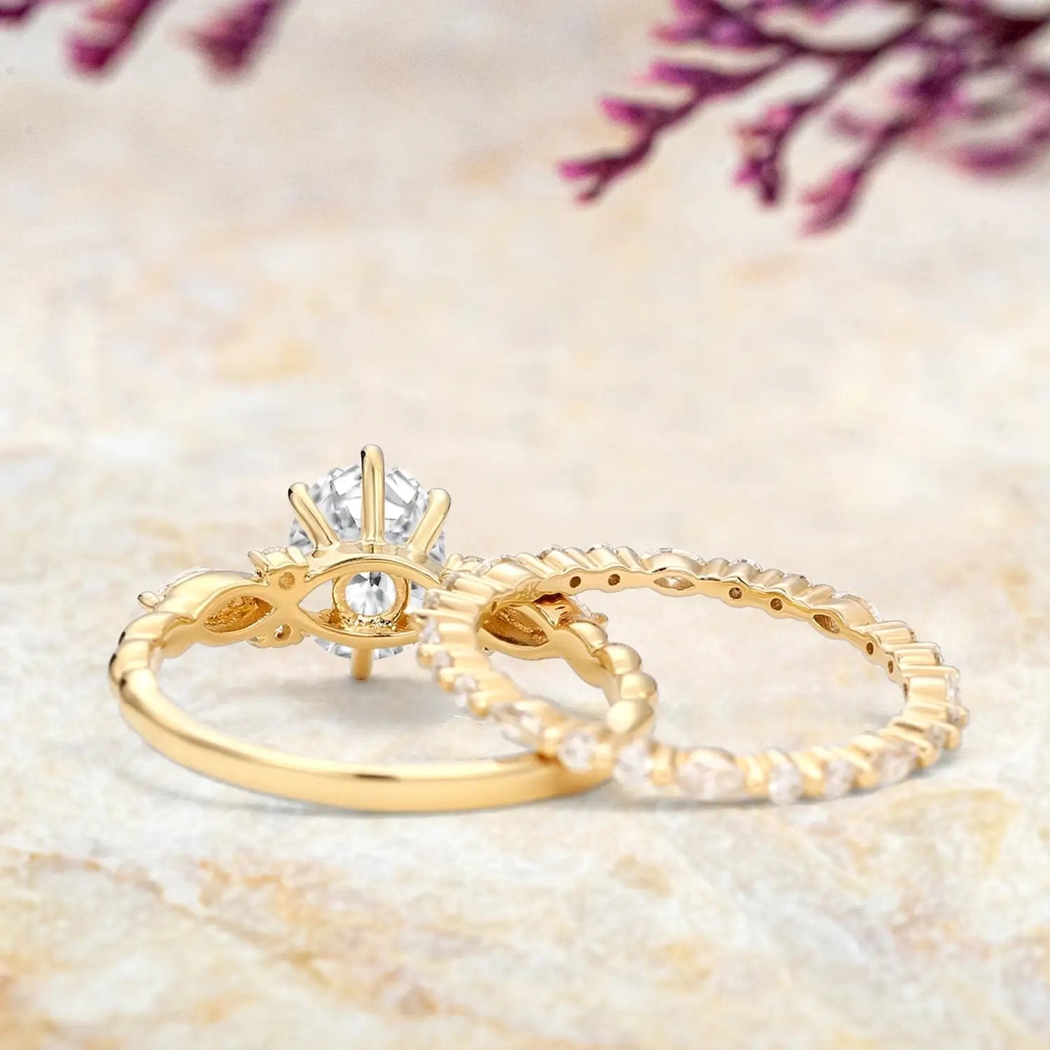 Back view highlighting solid gold craftsmanship and delicate detail