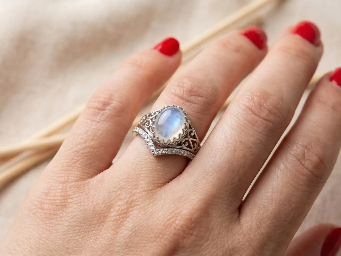 Orleone moonstone engagement ring