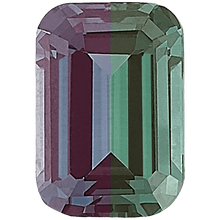 Emerald-cut lab-created green emerald gemstone