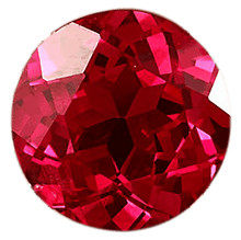 Round-cut lab-created red ruby gemstone