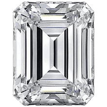 Emerald-cut colorless moissanite gemstone