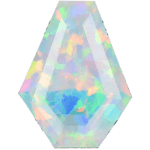 Coffin-cut opal gemstone with play of color