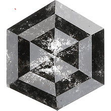Hexagon-cut salt and pepper diamond