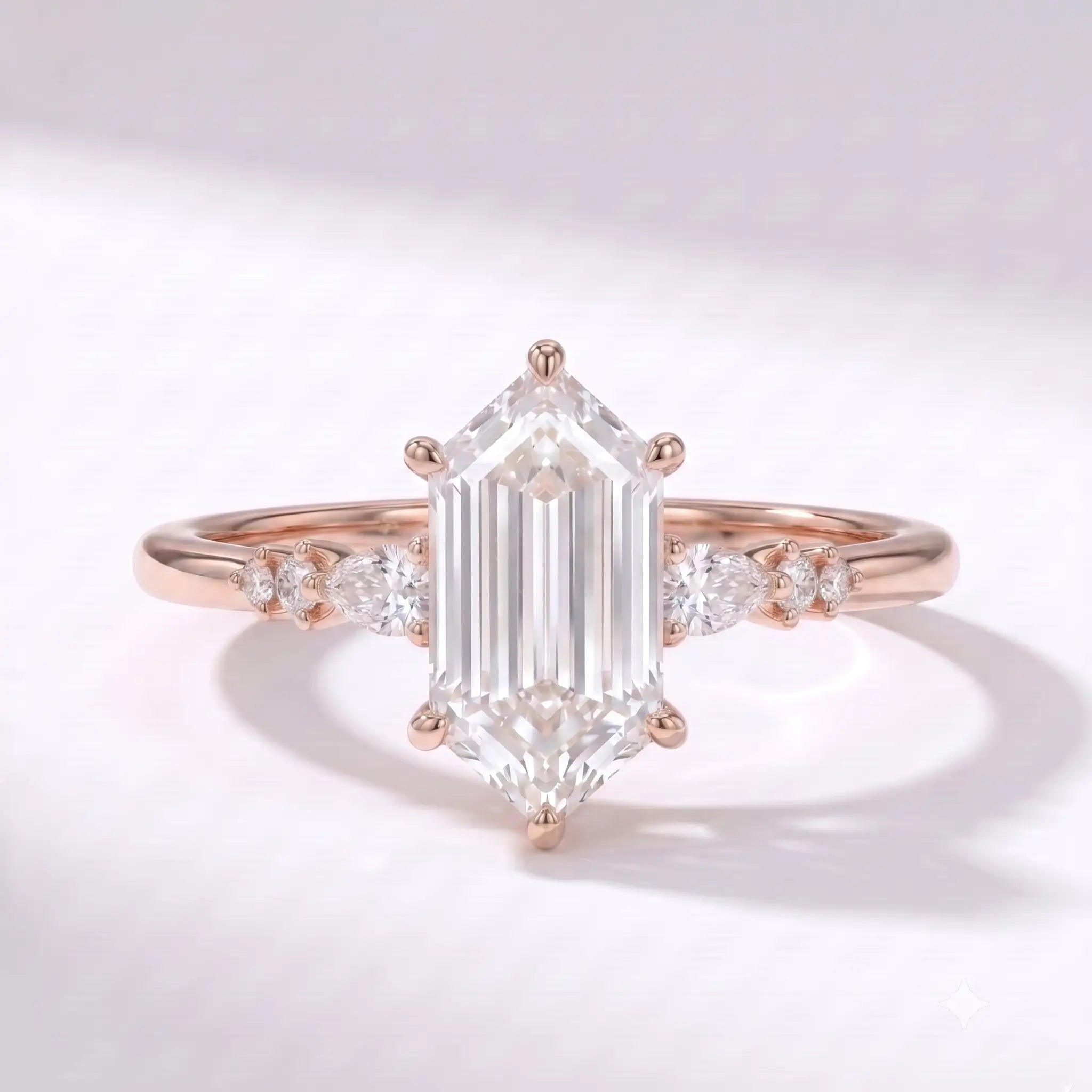 Lumina Elongated Hexagon Moissanite Engagement Ring