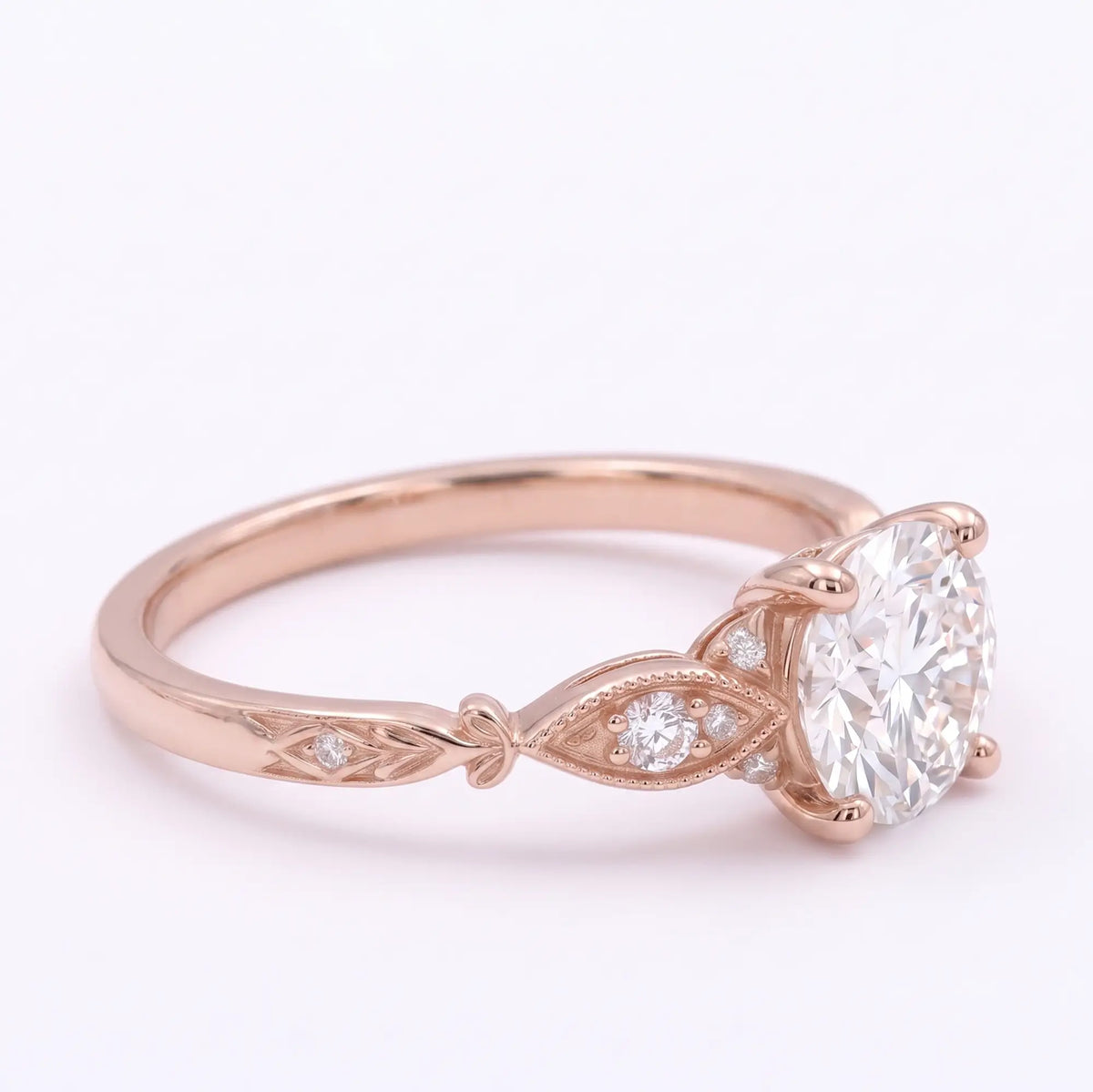 Vintage Round Moissanite Cluster Engagement Gold Ring – Rosavelle