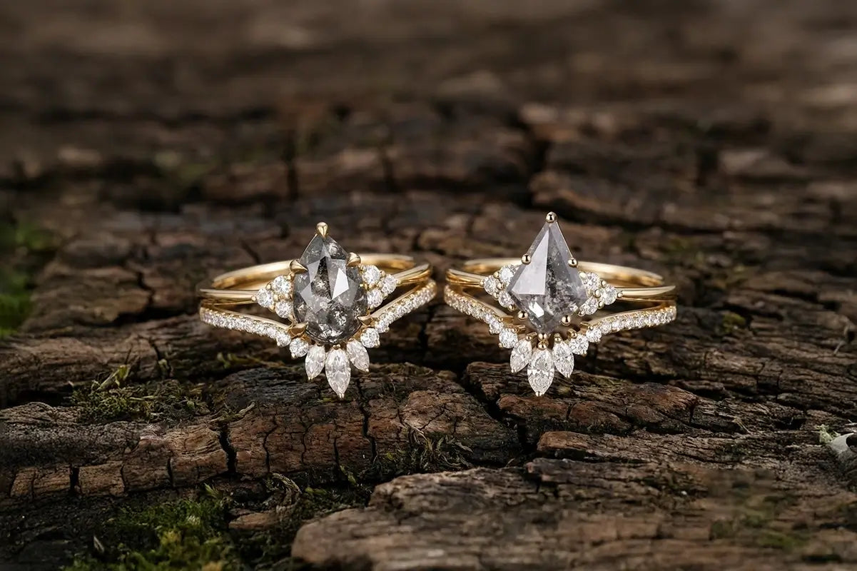 orleone custom jewelry gold ring salt pepper diamond engagement ring for women