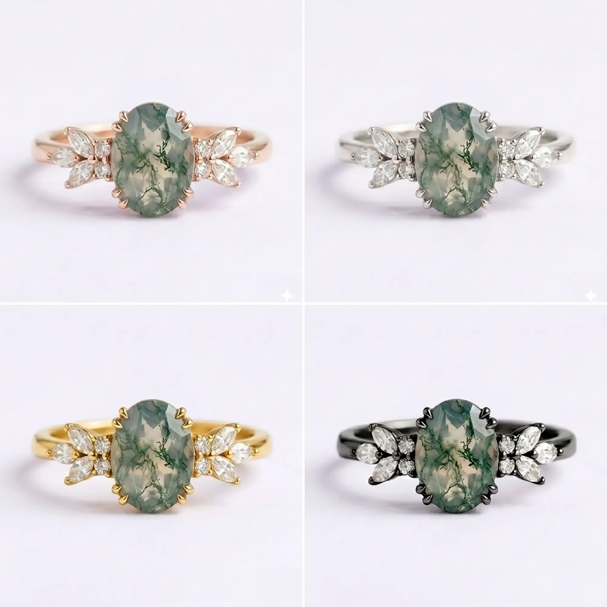 Side view of Sylvara flora ring highlighting the durable band profile and intricate prong setting