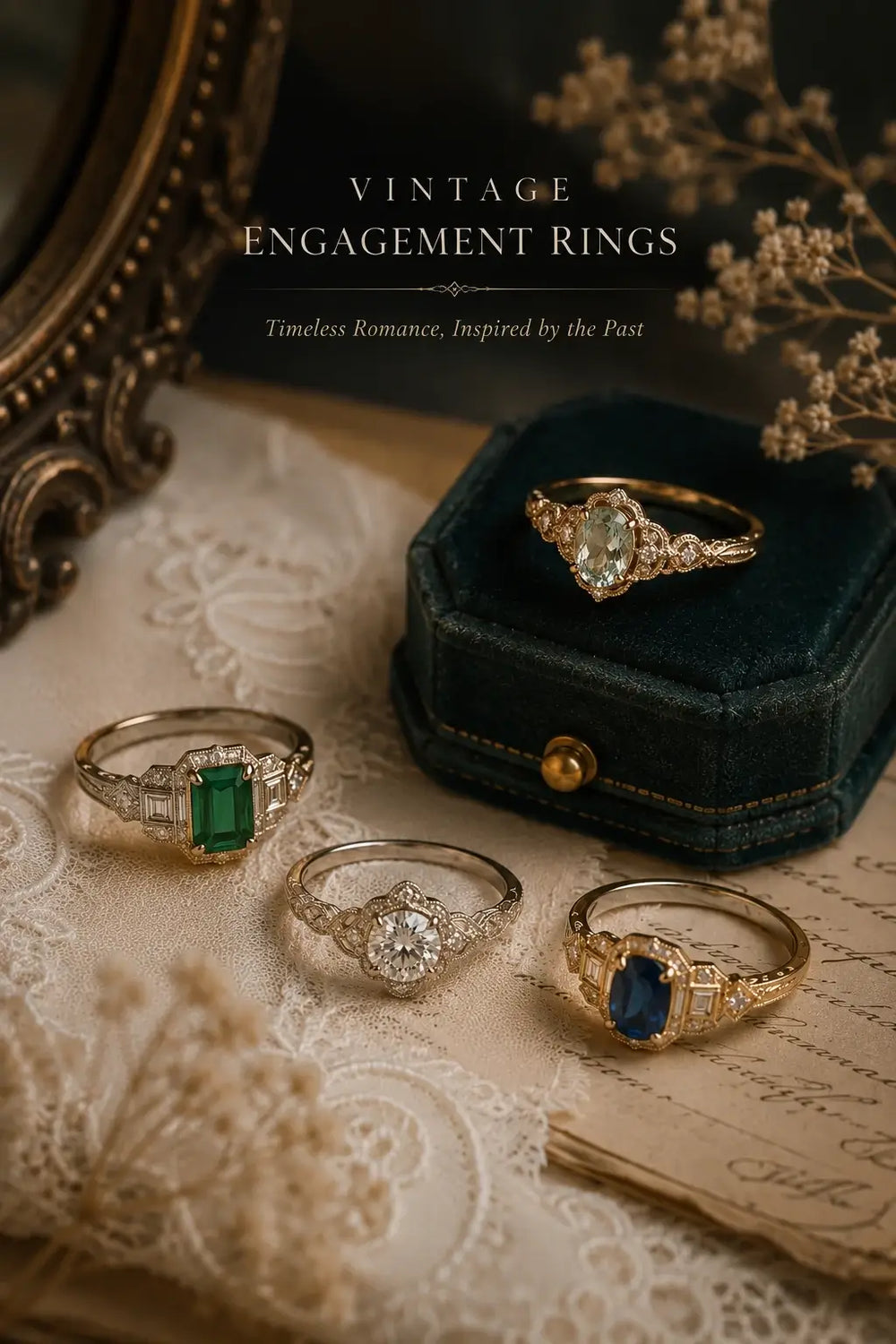 14k gold vintage engagement rings gemstone jewelry