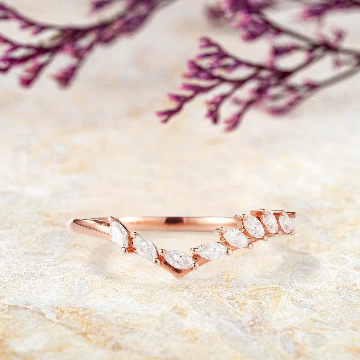 Irregular Moissanite Curved Wedding Band – Unique, Modern Design | orleone