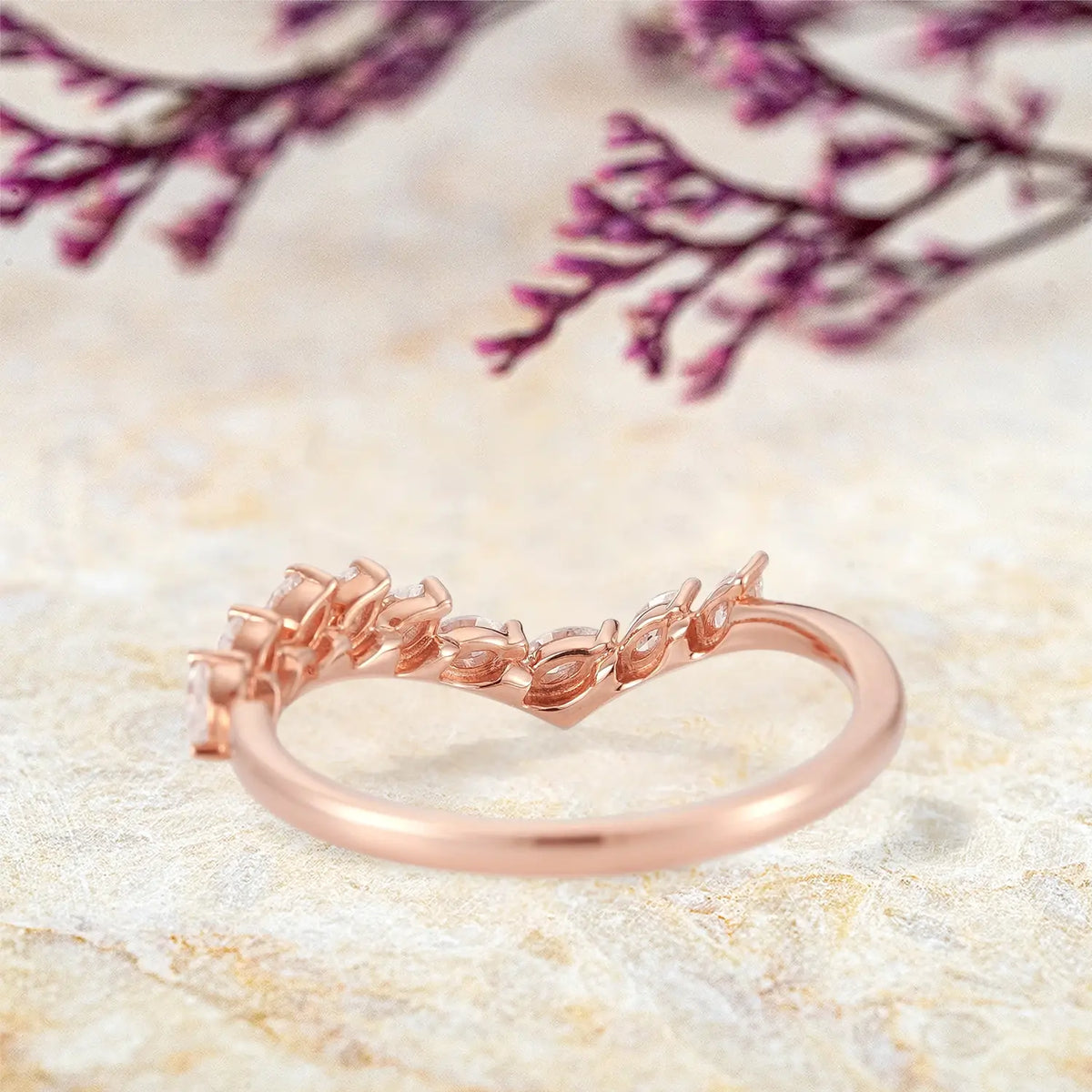 Irregular Moissanite Curved Wedding Band – Unique, Modern Design | orleone