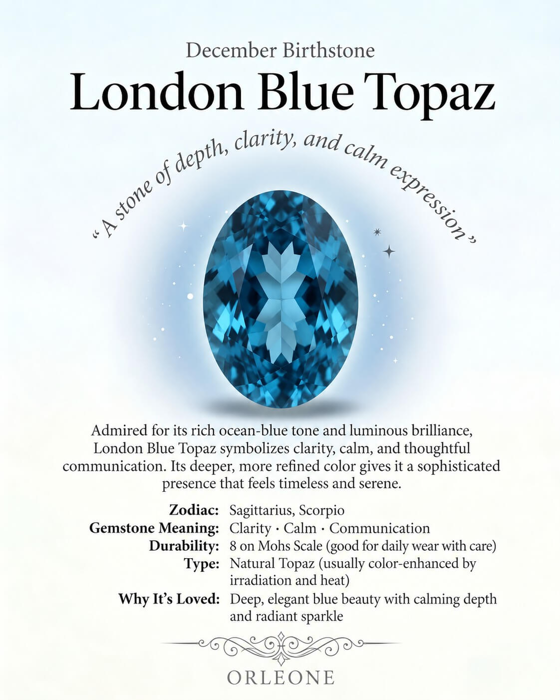 oval London Blue Topaz natural gemstone November birthstone orleone