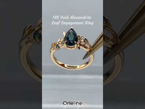 Orleone Alexandrite Leaf Engagement Ring Floral Design