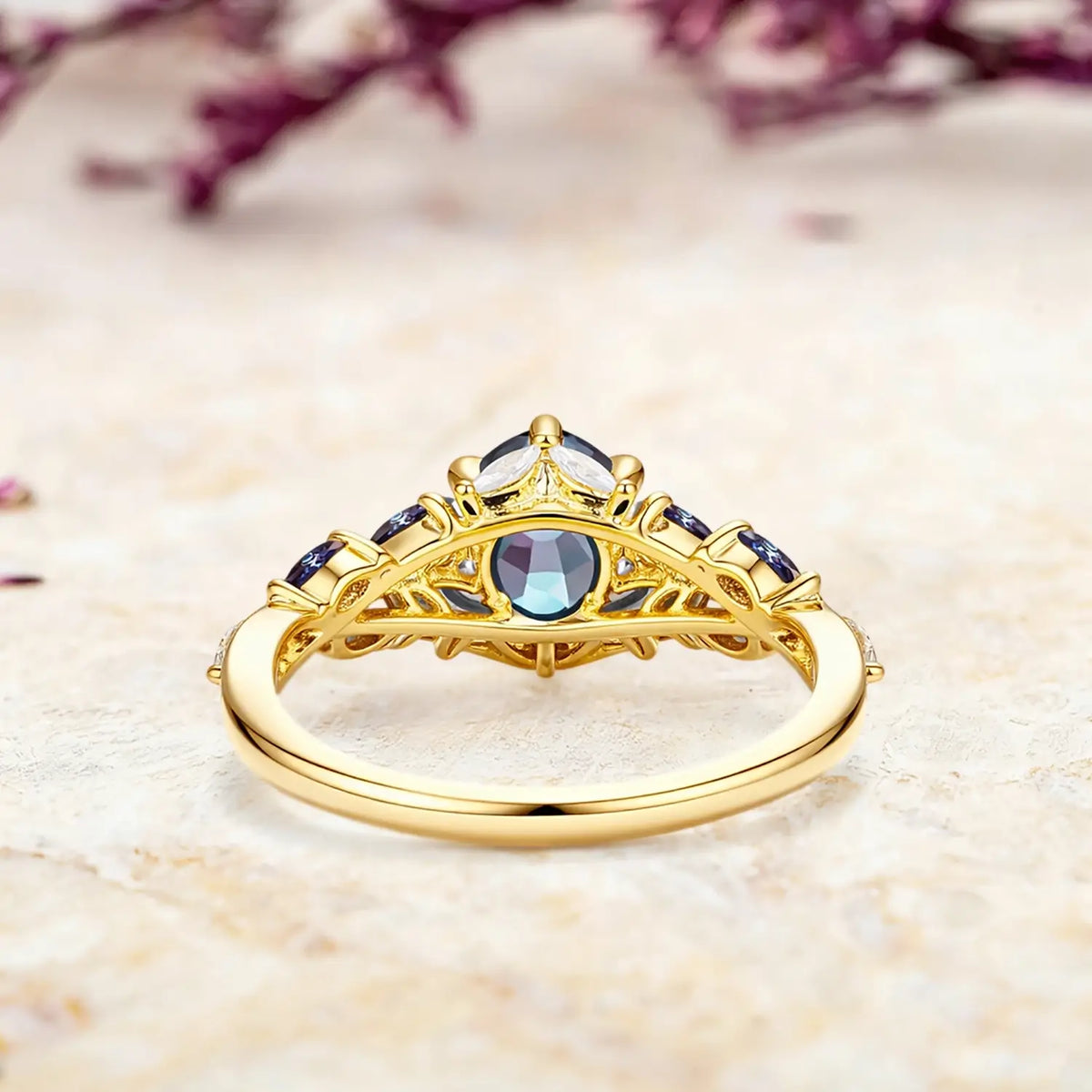 unique oval alexandrite engagement ring flower design marquise leaf stones promise ring for her