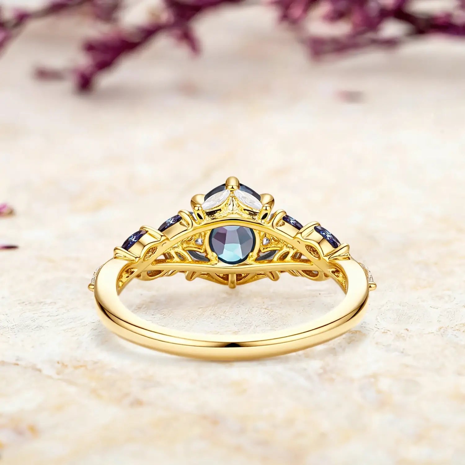 unique oval alexandrite engagement ring flower design marquise leaf stones promise ring for her