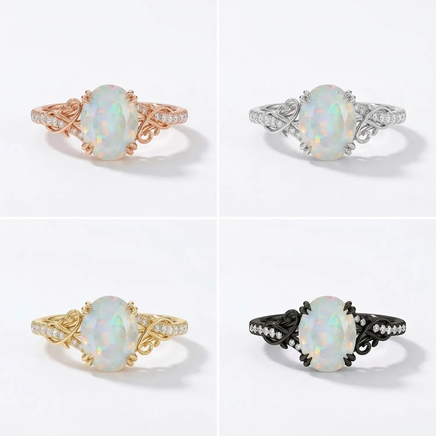 unique opal promise ring twisted vine gold band jewelry