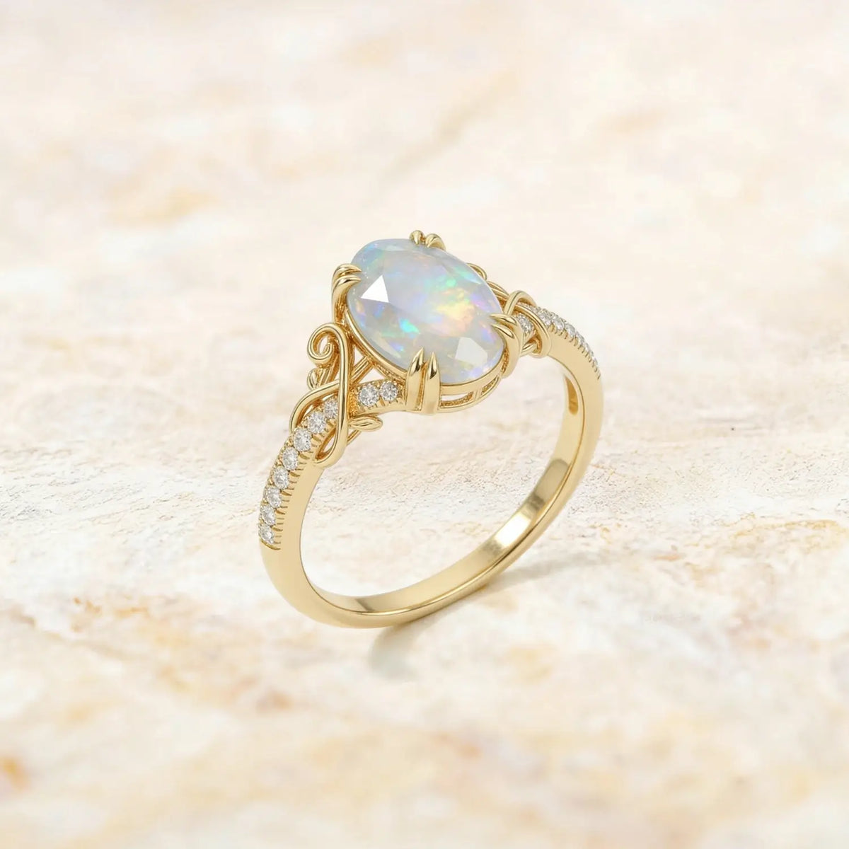 unique opal promise ring twisted vine gold band jewelry