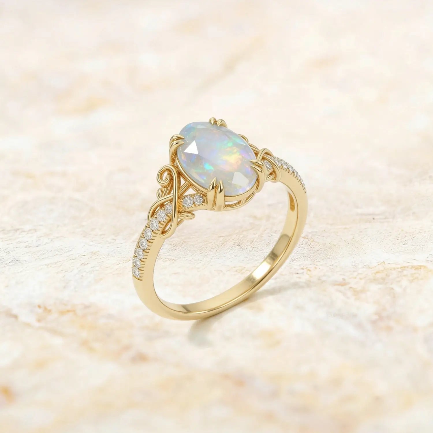 unique opal promise ring twisted vine gold band jewelry