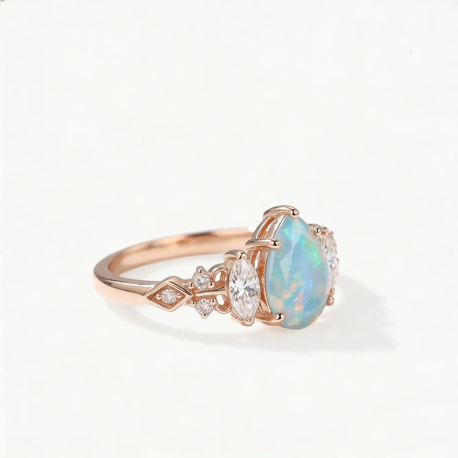 vintage opal ring pear gemstone elegant bridal jewelry